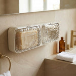 HASTHIP Adhesive Wall-Mount Soap Organizer with Double Drainage for Bathroom and Kitchen