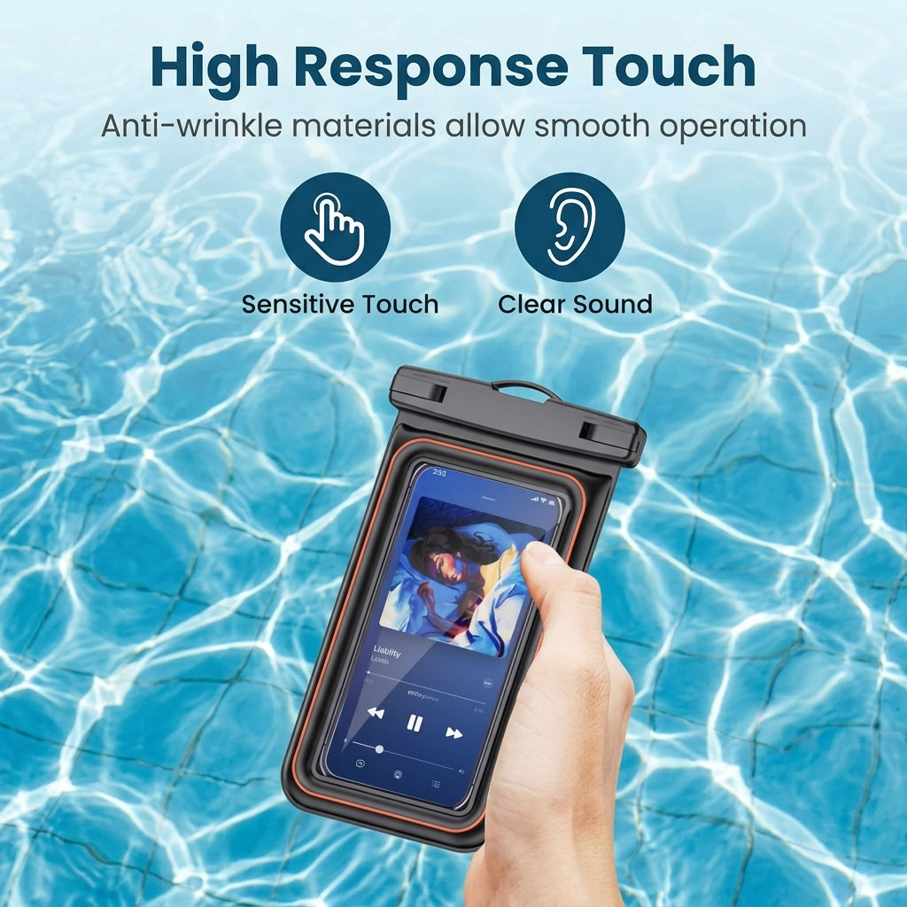 HASTHIP IPX8 Waterproof Phone Pouch with Touchscreen & Lanyard for 7.5 Inch Phones