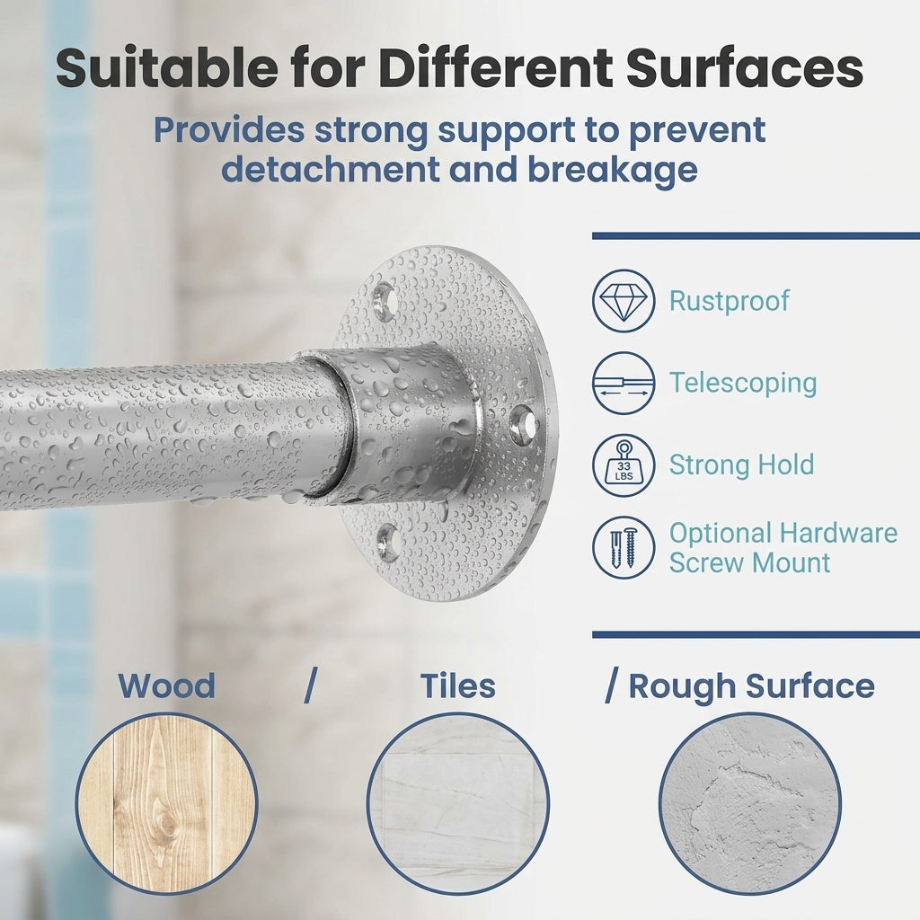 HASTHIP Adjustable L Shaped Shower Curtain Rod with Stainless Steel Corner Design