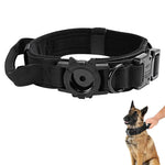 HASTHIP® Tactical AirTag Dog Collar, 2 in 1 AirTag Dog Collar, with Handle & D Ring Heavy Duty Dog Colla, Adjustable Air Tag Accessories Pet Collar for Small Medium Large Dogs(Neck Size 42-52CM)