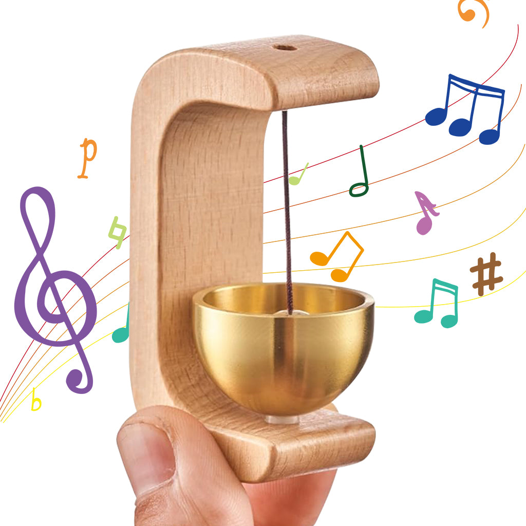 HASTHIP® Beech Wooden Door Chime with Brass Bell, Dopamine Door Bell for Home, Self-Adhesive Magnetic Doorbell, Serene Acoustic for Home & Shop, Shopkeepers Door Chime, Ideal Housewarming Gift
