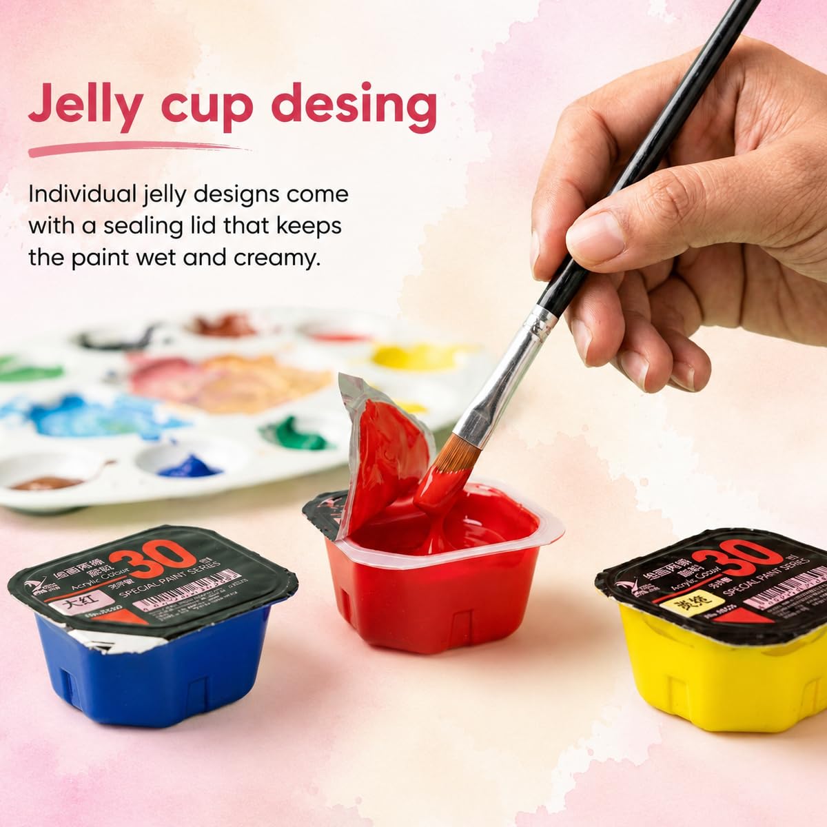 HASTHIP 24-Color Gouache Paint Set with 30 ml Jelly Cups and Portable Hard Case for Art Students