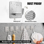 HASTHIP® Self Adhesive Wall Hooks Pack of 8, Heavy Duty 6.6lbs Stainless Steel Hooks, Rust-Proof Multipurpose Hooks for Bathroom, Kitchen, Bedroom & Office, Easy Installation, No Drilling Required