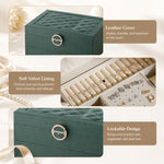 HASTHIP Three-Layer Jewelry Organizer with Multiple Compartments in Durable Synthetic Leather
