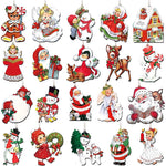HASTHIP 20-Piece Wooden Christmas Tree Ornaments with Vintage Patterns, 8 cm Tall and Hanging Ropes