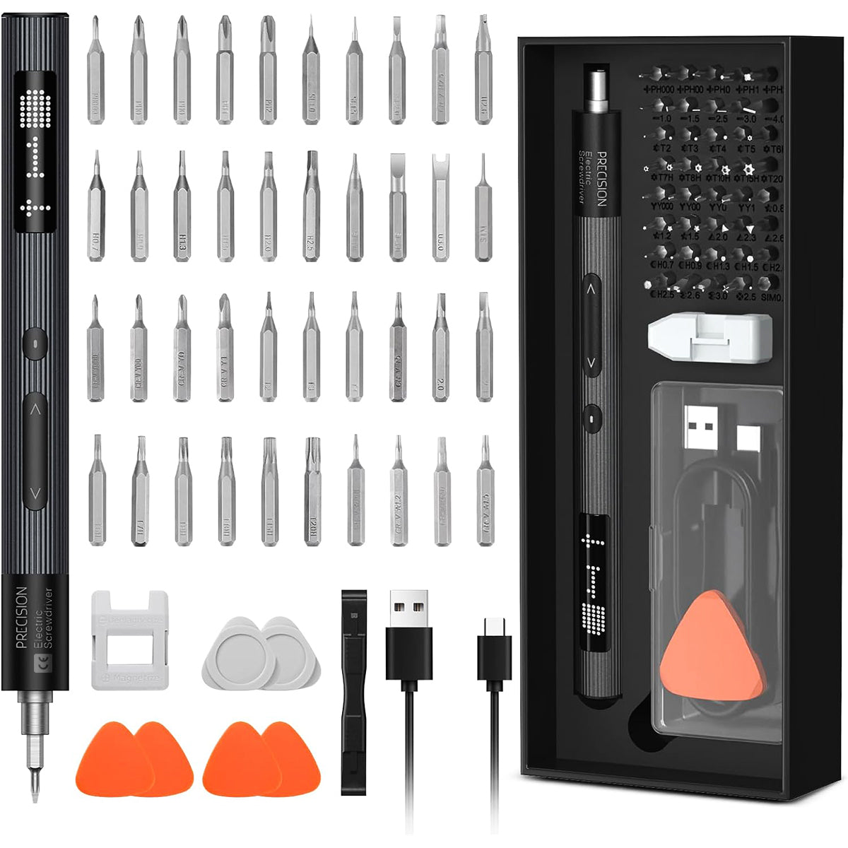 HASTHIP® Electric Screwdriver Set, Rechargeable Mini Screwdriver Set, 50 in 1 Power Repair Tool Kit with Torque and Power Display,