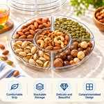 HASTHIP Clear Plastic Divided Serving Tray Set, 2 Pieces with Five Compartments and Drainage Holes