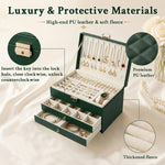 HASTHIP Three-Layer Jewelry Organizer with Multiple Compartments in Durable Synthetic Leather