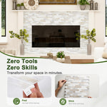 HASTHIP 10 Piece 3D Peel-and-Stick Tile Backsplash, 2mm to 2.5mm thick, beige and white