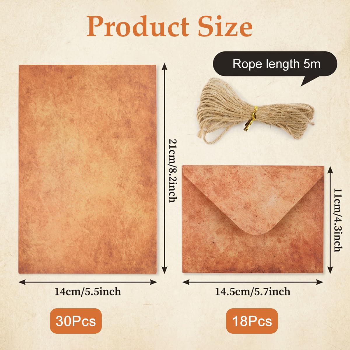 HASTHIP Vintage Letter Paper Set with 30 Double-Sided Sheets and 18 Matching Envelopes