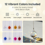 HASTHIP 12 Pcs 20mm Multicolor Crystal Ball Prism Suncatchers Steel Wire Rope And Ring
