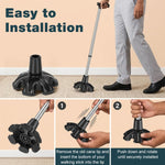 HASTHIP 19mm Inner Dia Rubber Cane Tip with Self-Standing Six-Foot Base for Walking Sticks