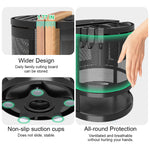 HASTHIP® Kitchen Organizer Rotatable Carbon Steel Multi Compartment Modern Kitchen Utensil Organizer Tableware Draining Rack Cutting Board Rack Cutter Holder Storage Holder with 4 Hooks, 23.5x24cm