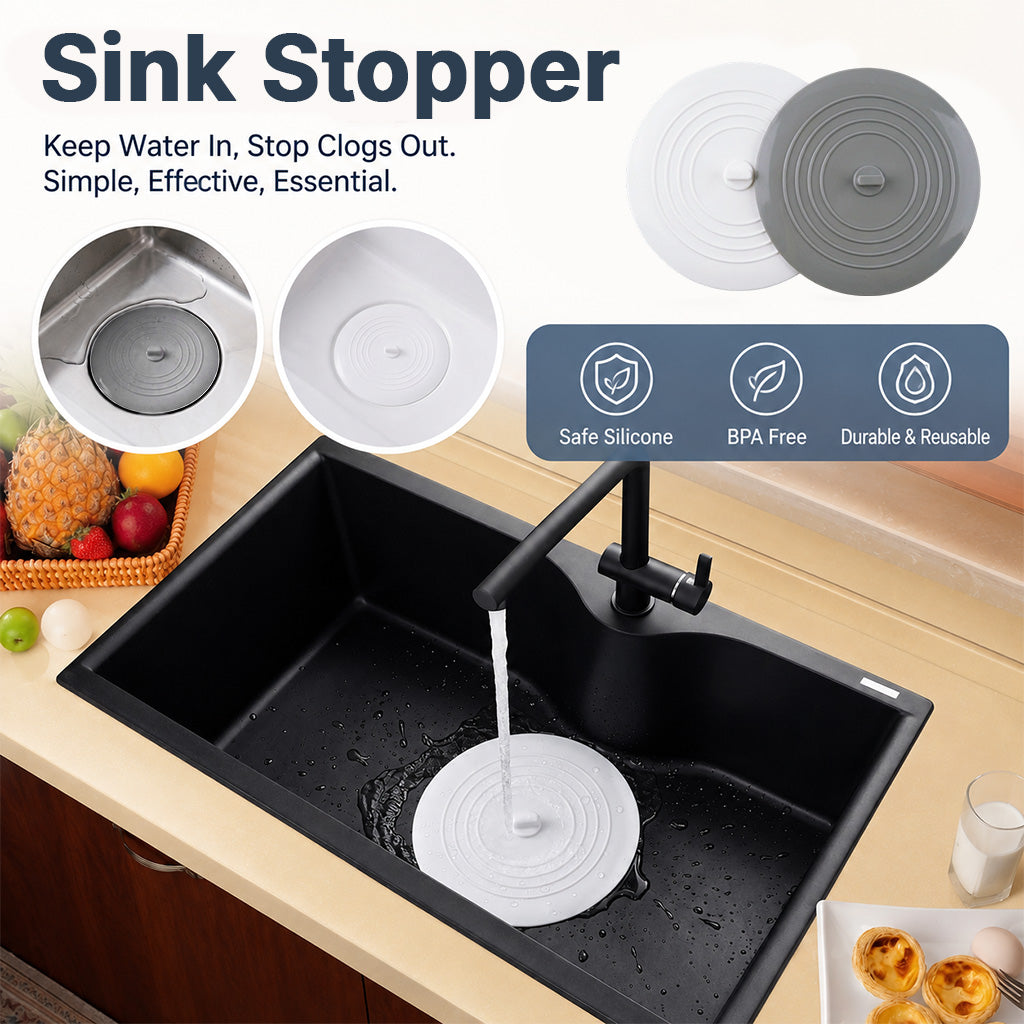 HASTHIP 2-Piece Silicone Tub Stopper Set, 6-Inch Cover for Bathtub, Sink and Laundry Drains