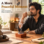 HASTHIP Walnut Wood Incense Burner for Sticks, Coils and Cones with Removable Ash-Collecting Base