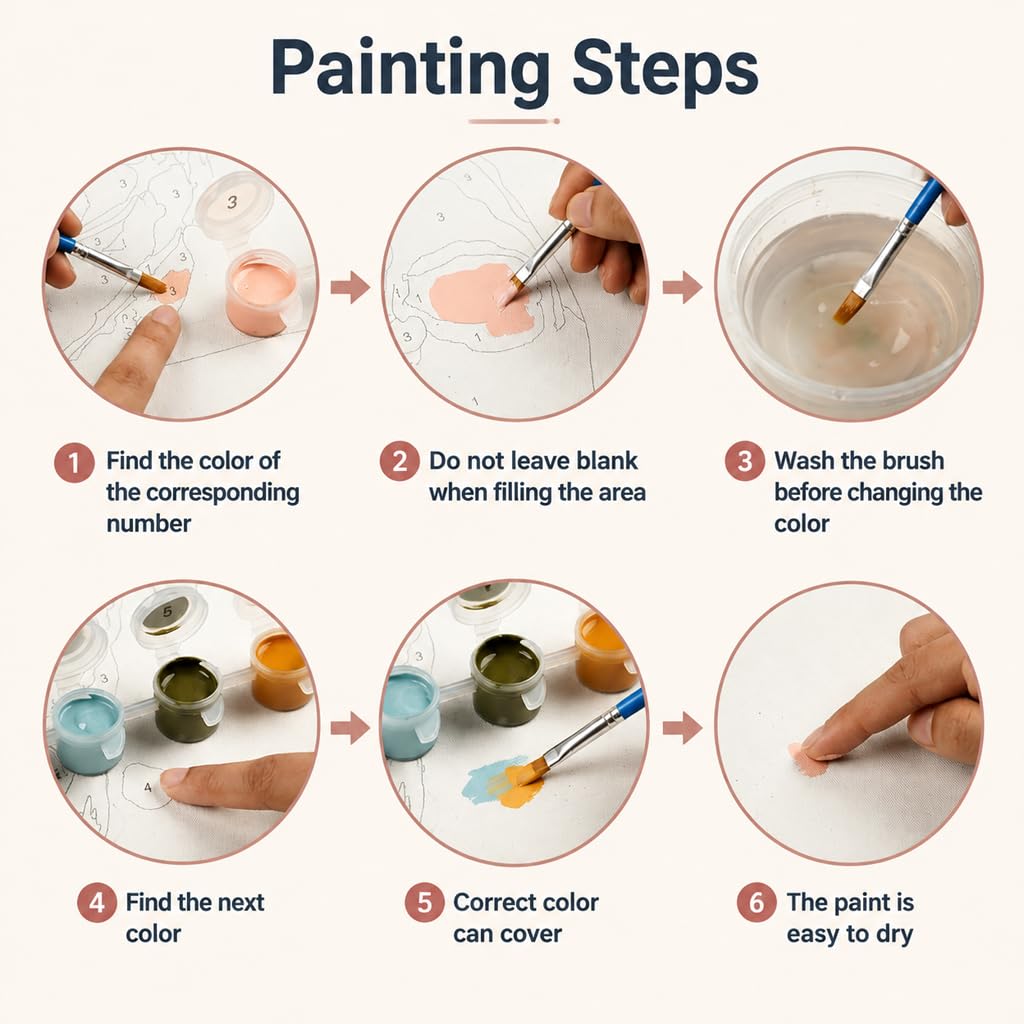 HASTHIP Paint by Number Kit for Adults, 40x50 cm Canvas with Acrylic Paints and Brushes