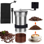 HASTHIP® Manual Coffee Bean Grinder Stainless Steel Burr Hand Coffee Grinder Hand Crank Coffee Mill Adjustable Grind Settings Portable Coffee Grinder 25g Coffee
