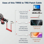 HASTHIP TRS to TRRS Microphone Cable with Coiled Cord and Gold-Plated Connectors for Recording