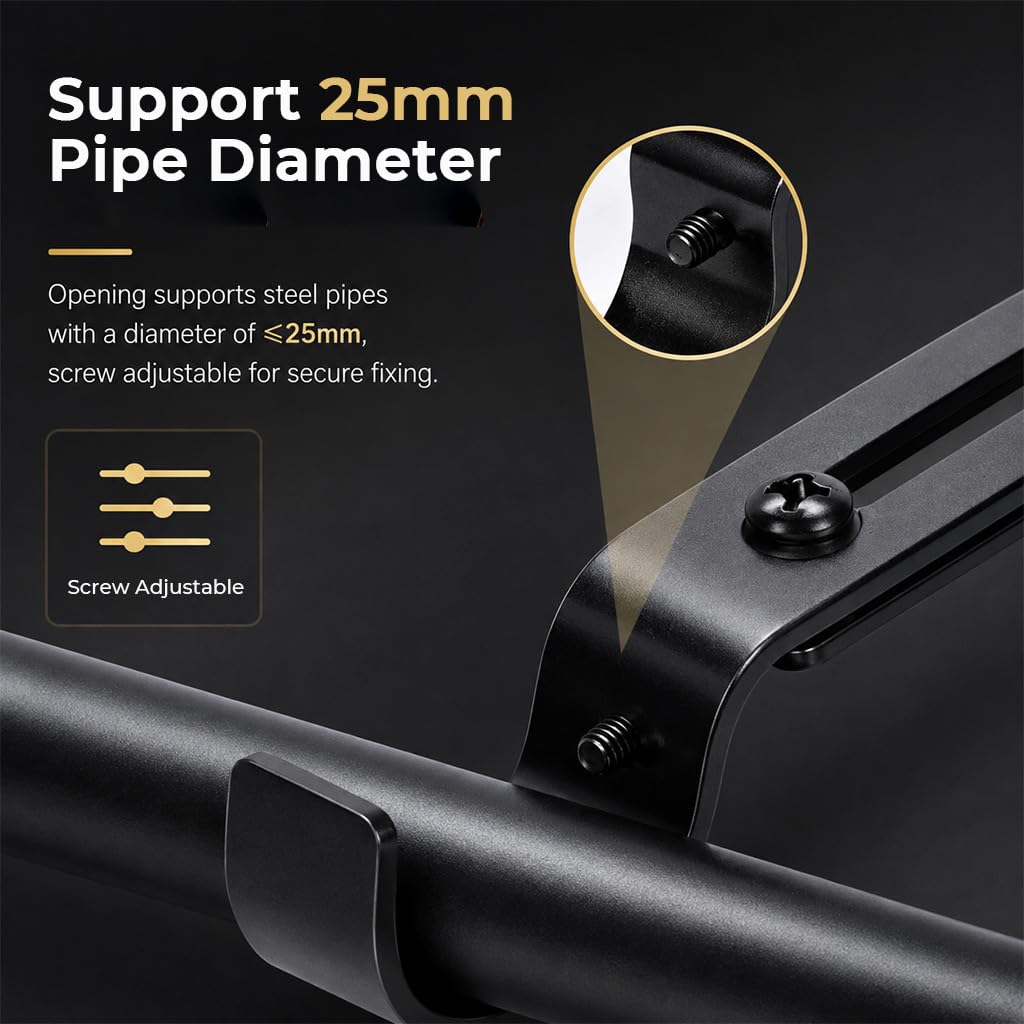 HASTHIP Adjustable Curtain Rod Brackets for 1 inch Rods, 3.5–4.5-Inch Reach, Black Finish