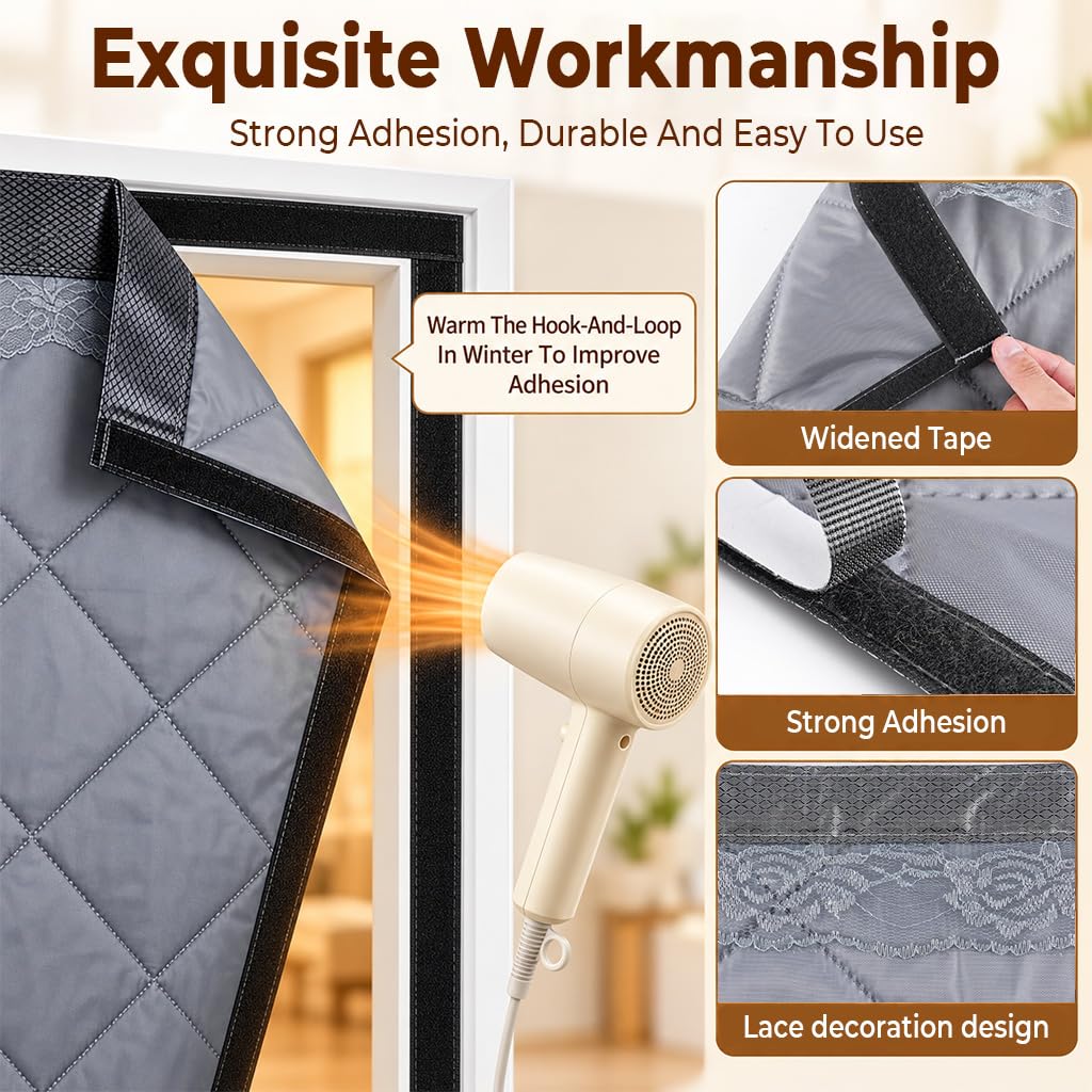 HASTHIP Thermal Insulated Door Curtain, 39 x 86 inches, for 39 x 82-inch Doorways