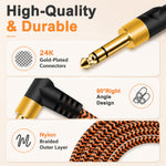 HASTHIP 3m 6.35mm TRS Instrument Cable with Dual Right-Angle Plugs and Braided Nylon Jacket