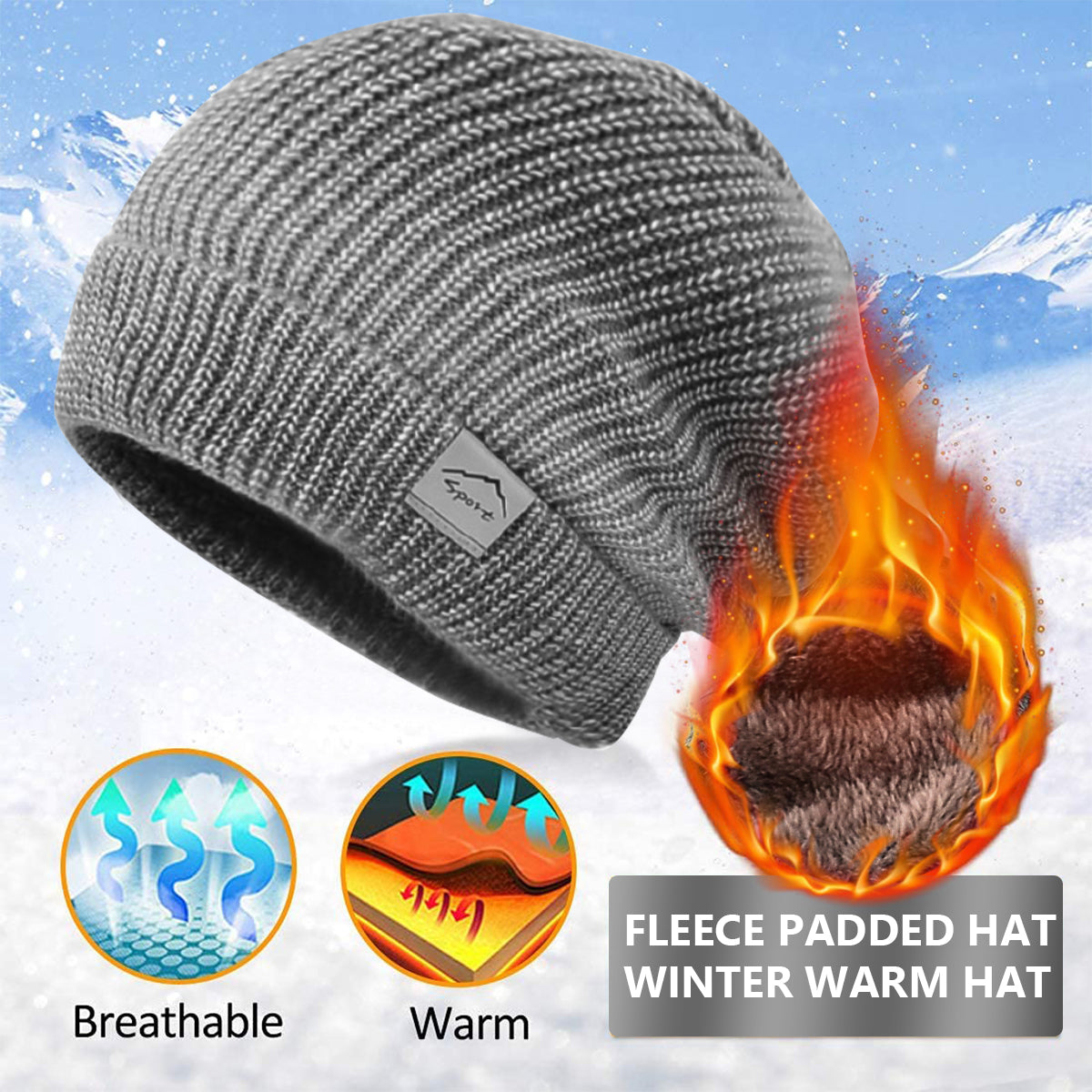 HASTHIP® Winter Caps for Women, Fleece Lined Women's Beanie Cap Hat with Neck Scarf,
