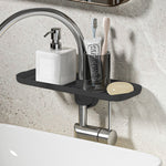 HASTHIP® Kitchen Sponge Holder Dry Rack Dish Rag Rack Drain Rack with Hooks Space Saving Sink Faucet Mount Sponge Holder Hand Soap Holder Tool Organizer