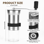 HASTHIP® Manual Coffee Bean Grinder Stainless Steel Burr Hand Coffee Grinder Hand Crank Coffee Mill Adjustable Grind Settings Portable Coffee Grinder 25g Coffee