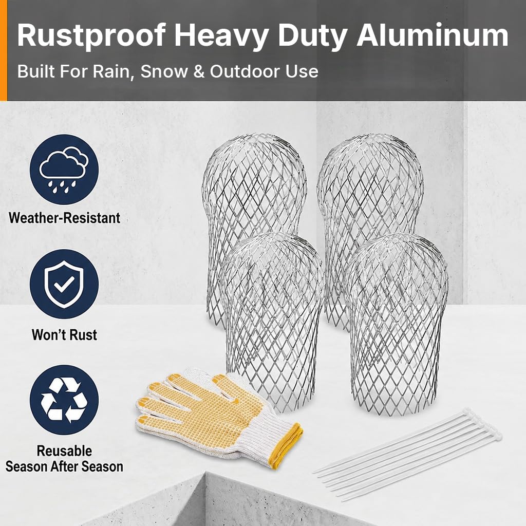 HASTHIP Expandable Aluminum Gutter Guard Strainers for 2 to 4 Inch Residential Downspouts