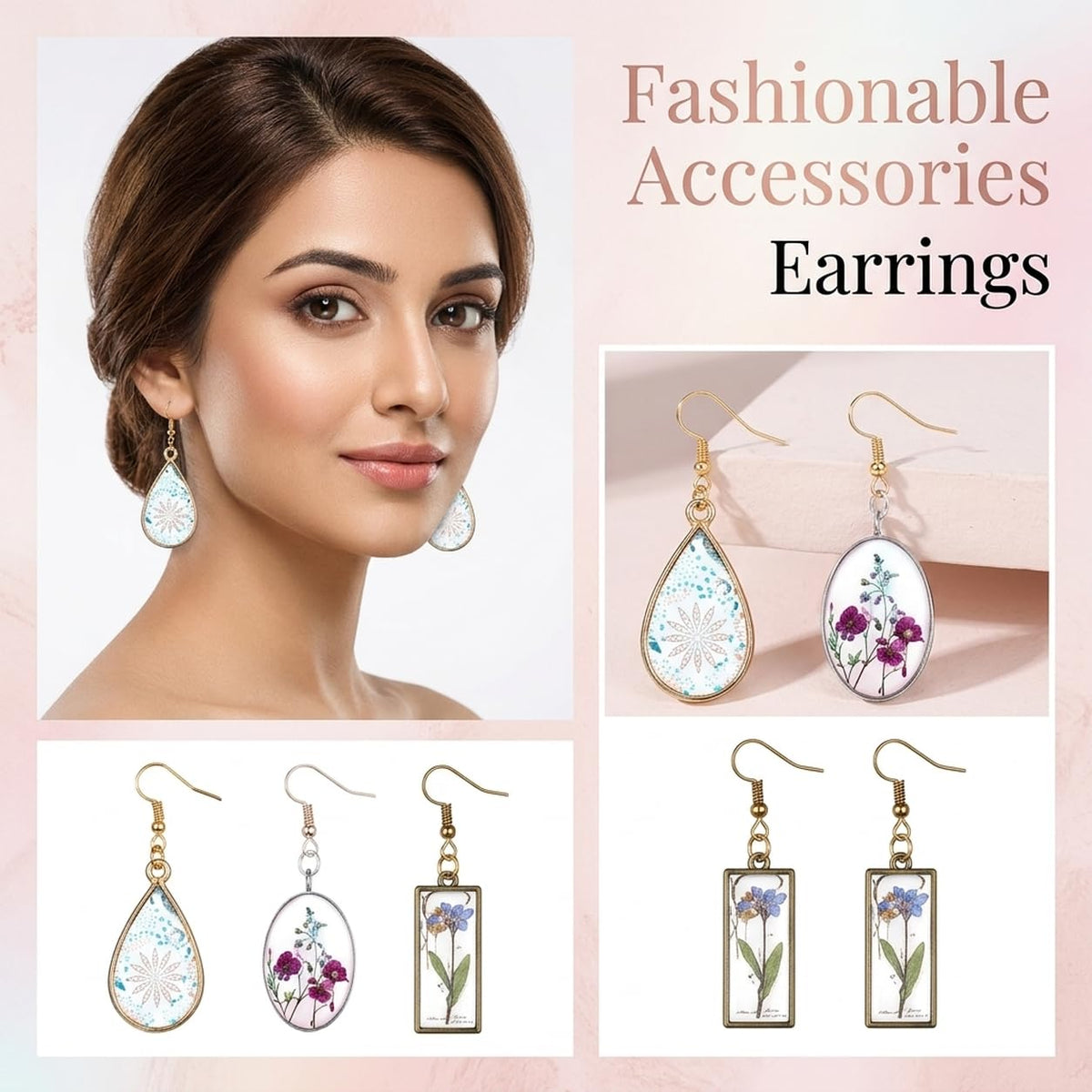 HASTHIP 180-Piece Open Bezel Resin Jewelry Kit with 10 Shapes, 3 Finishes and Earring Hooks