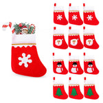 HASTHIP 12-Piece Mini Christmas Stocking Cutlery Holders with Hanging Loops and Four Festive Designs