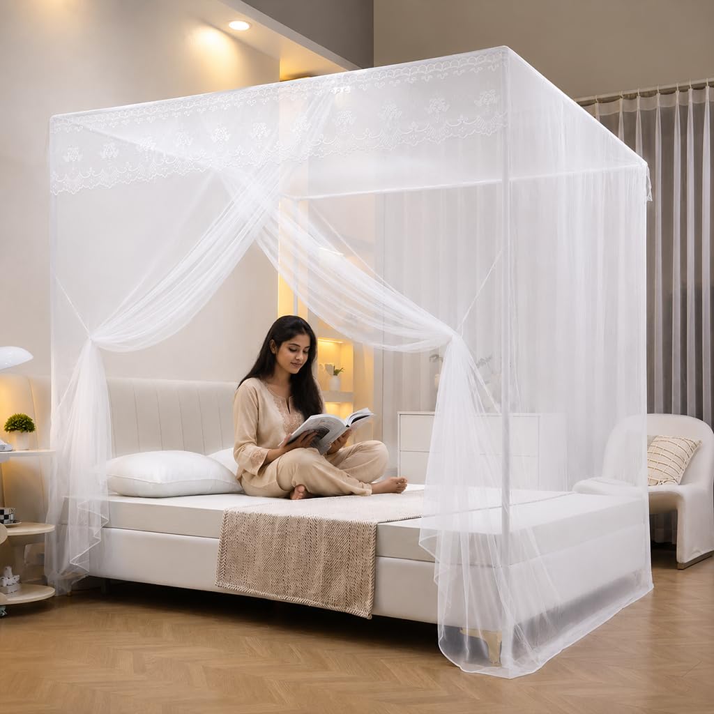 HASTHIP Single Princess Style Mosquito Net Canopy with Breathable Polyester Mesh for Bedroom