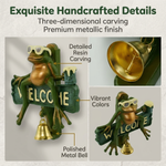 HASTHIP Frog Doorbell Sign with Resin Wall Decor, Metal Bell, Pre-Punched Hole, 15x15x5cm