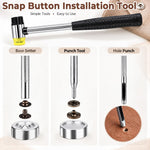 HASTHIP Metal Snap Fastener Kit, 120 Sets of 12.5 mm Snaps in 4 Finishes with Setting Tools and Hammer