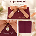 HASTHIP 10-Piece 5.1 x 3 in Favor Boxes with Gold Stamping, Ribbon, Wooden Ring and Pearl Closure