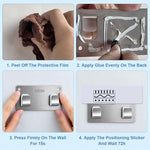 HASTHIP 304 Stainless Steel Adhesive Wall Hooks, 13cm No-Drill Design, 4-Pack, 25kg Each