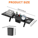 HASTHIP Adjustable Steel TV Top Shelf with Storage Box and No-Drill Mounting, Black Finish