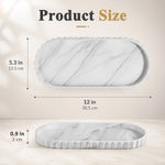 HASTHIP Silicone Vanity Tray with White Marble Look, Lace Edge and Easy-Wipe Surface for Home