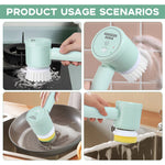 HASTHIP® Electric Cleaning Brush, Cordless Foldable Electric Cleaning Brush, Powerful Cleaning Brush with 3 Replaceable Brush Heads, 2 Adjustable Speeds for Cleaning Kitchen, Bathroom