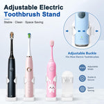 HASTHIP Adjustable Electric Toothbrush Holder with Drainage, Detachable Base and Self-Adhesive Wall Mount