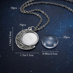 HASTHIP 40-Piece Rotating Moon Pendant Tray Set with 10 Silver Bases, Chains and 25mm Clear Glass Cabochons