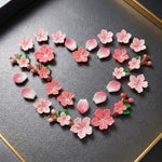 HASTHIP 3D Peach Blossom Fridge Magnets, 16-Piece Synthetic Resin Floral Decor for Metal Surfaces