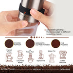HASTHIP® Manual Coffee Bean Grinder Stainless Steel Burr Hand Coffee Grinder Hand Crank Coffee Mill Adjustable Grind Settings Portable Coffee Grinder 25g Coffee