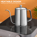 HASTHIP® Pour Over Coffee Gooseneck Water Kettle with Lid 350ml Stainless Steel Coffee Pot Gooseneck Kettle Hand Drip Kettle Pour Over Coffee