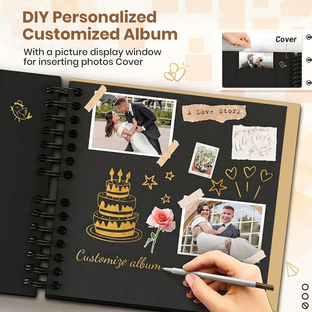 HASTHIP DIY Photo Memory Scrapbook Kit with Spiral Album, Cover Window and Decorative Accessories