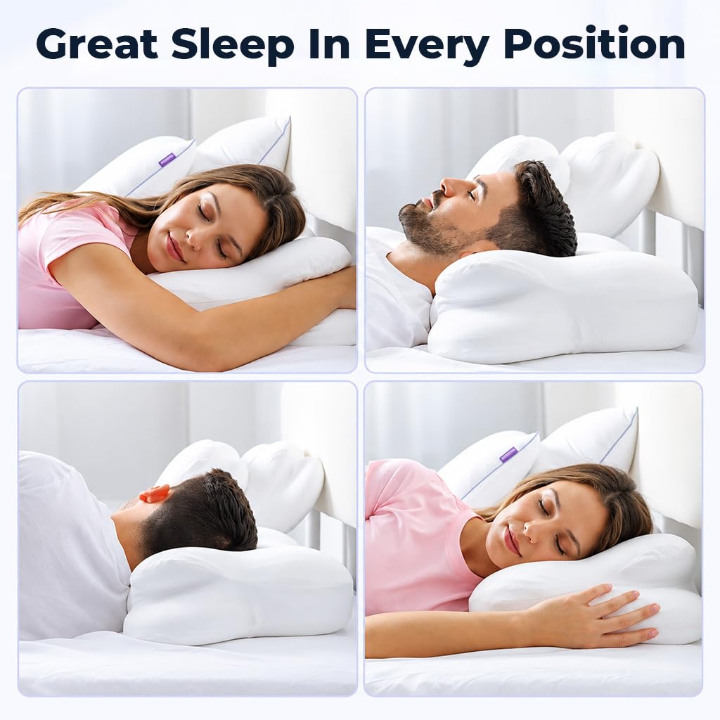 HASTHIP Contoured Memory Foam Cervical Pillow with Dual Adjustable Height for Multiple Sleep Positions