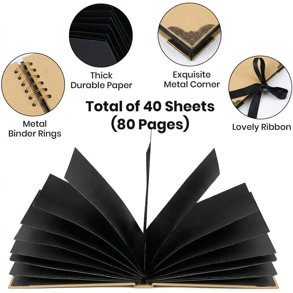 HASTHIP DIY Photo Memory Scrapbook Kit with Spiral Album, Cover Window and Decorative Accessories