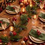 HASTHIP 3.2-Foot Artificial Christmas Garland with Red Berries, Pinecones and Bendable Wire Stem