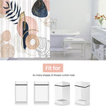 HASTHIP® 4Pcs Bathroom Shower Curtain With Boho Leaf Print - Waterproof Curtain, Toilet Cover, Bathtub & Absorption Foot Mat Combo For Modern Bathroom Décor, Universal Fit, Durable & Stylish Supplies