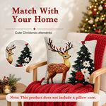 HASTHIP Christmas Cushion Covers, Set of 4, 45 x 45 cm, with Reindeer, Santa and Snowman Prints
